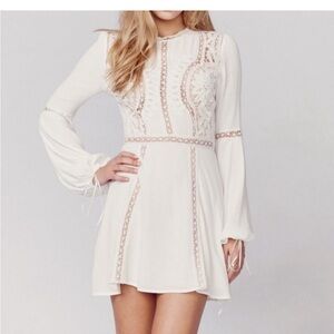 For Love And Lemons Penelope mini dress sizeM crochet details, lined skirt